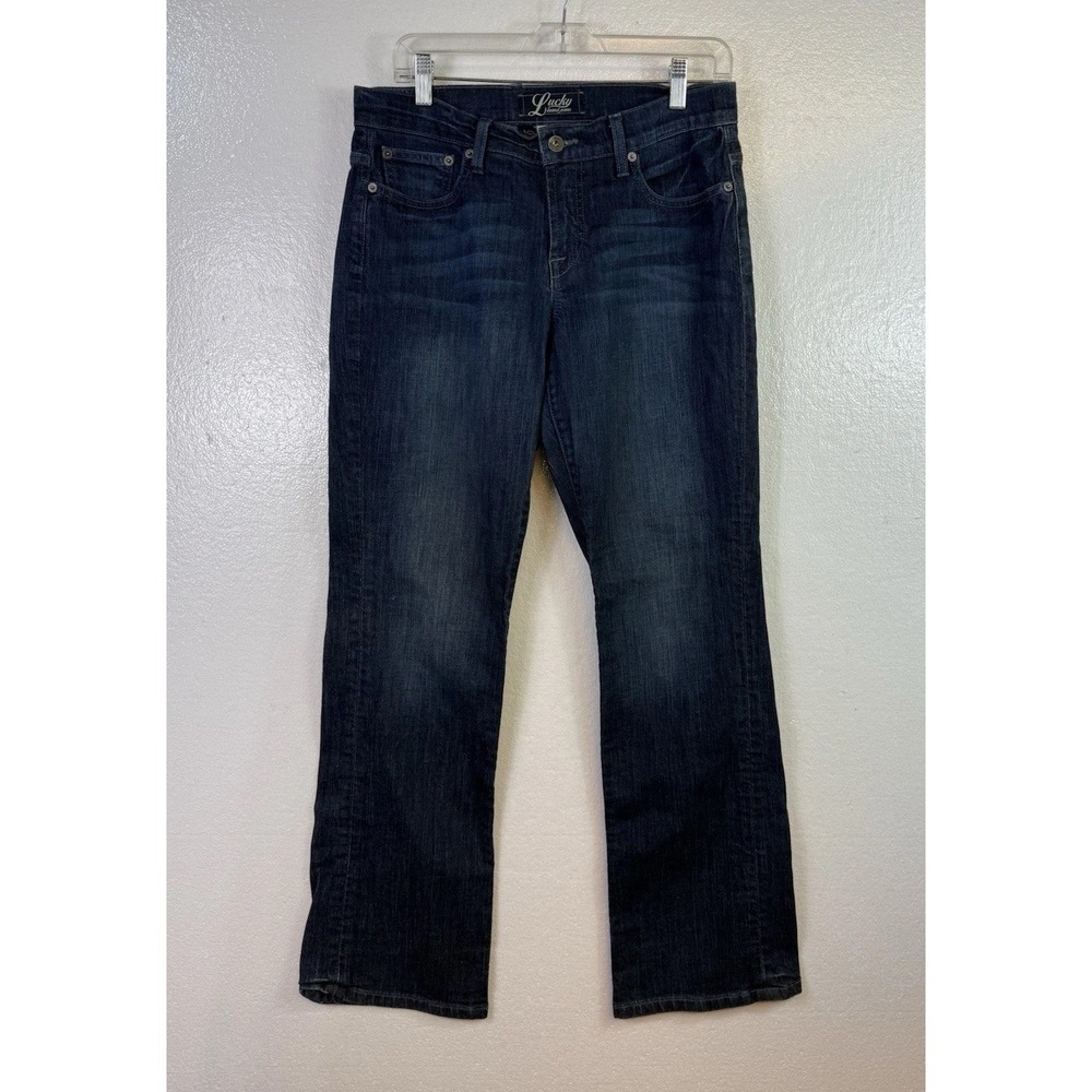 LUCKY BRAND Dungarees Boot Cut Jeans Womens 6 /28 Blue Dark Wash Stretch